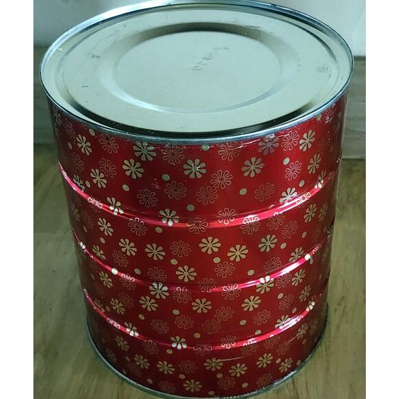 Vintage 7" Hills Brothers / Bros Coffee Can Red Atomic MCM Snowflakes No Lid - Picture 10 of 14